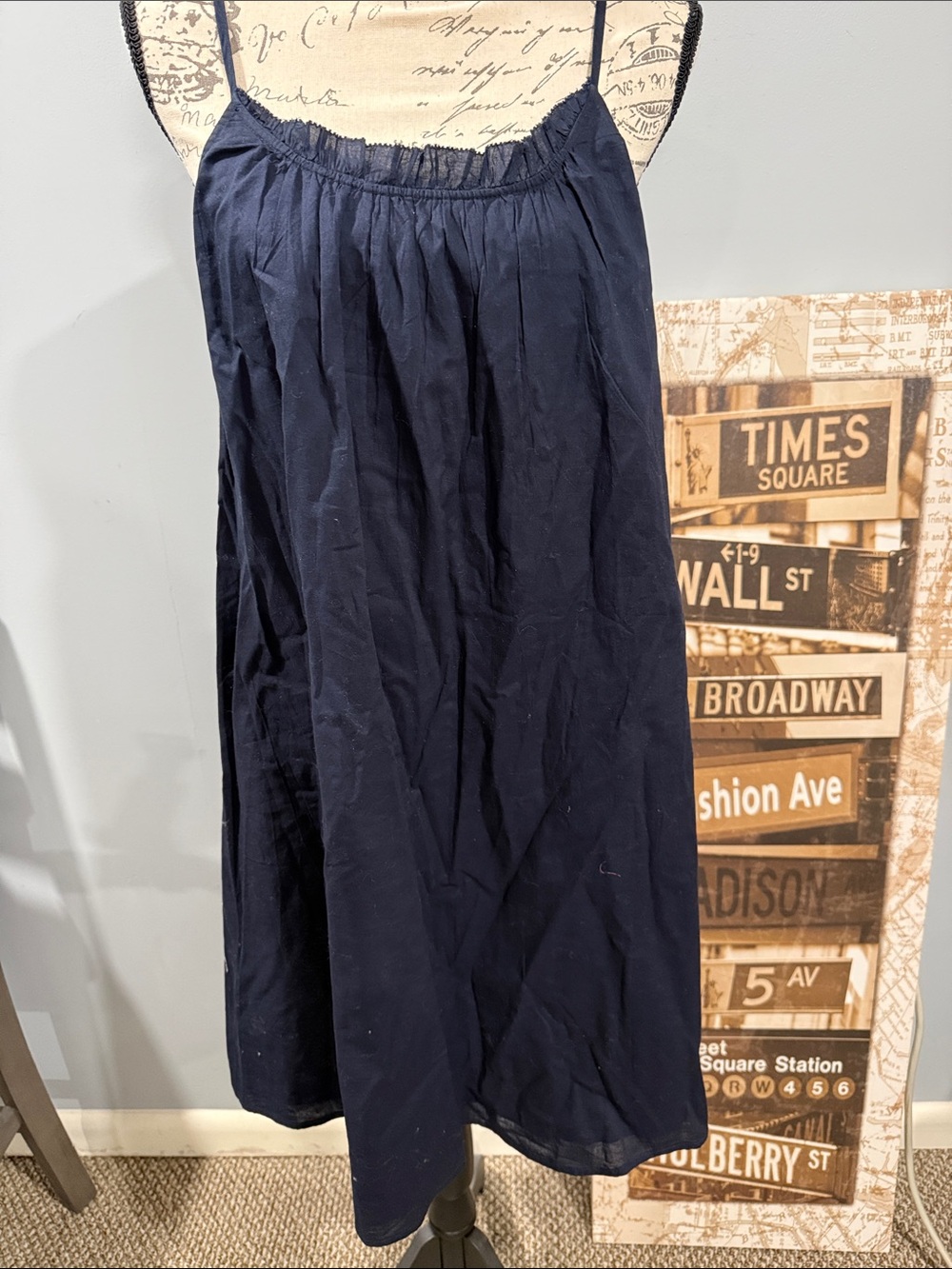 LOFT Navy Spaghetti-Strap Midi Skirt